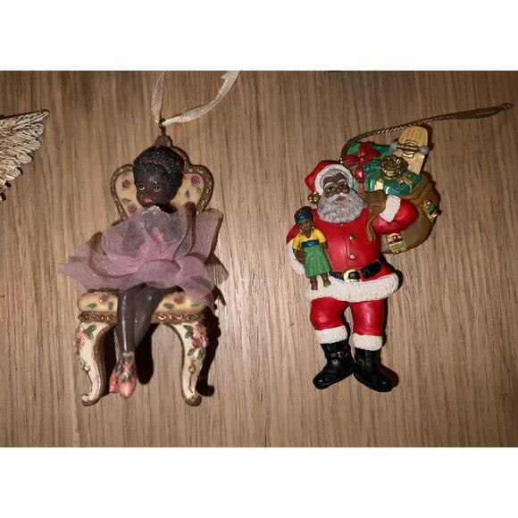 Vintage Midwest Black African Santa Angels Ballerina Ornaments Lot of 11 - Picture 8 of 11